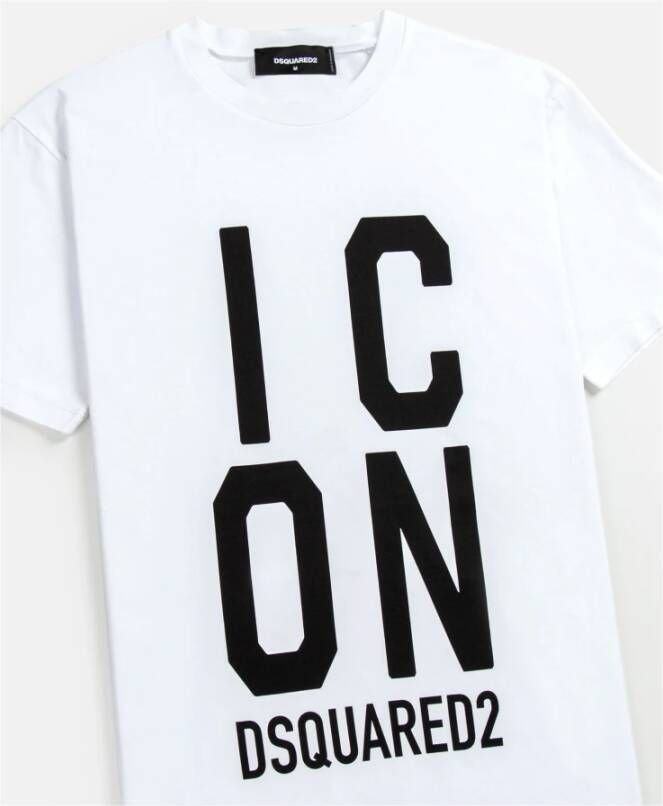 Dsquared2 Witte Icon Squared Cool Shirt met Logo Wit Heren