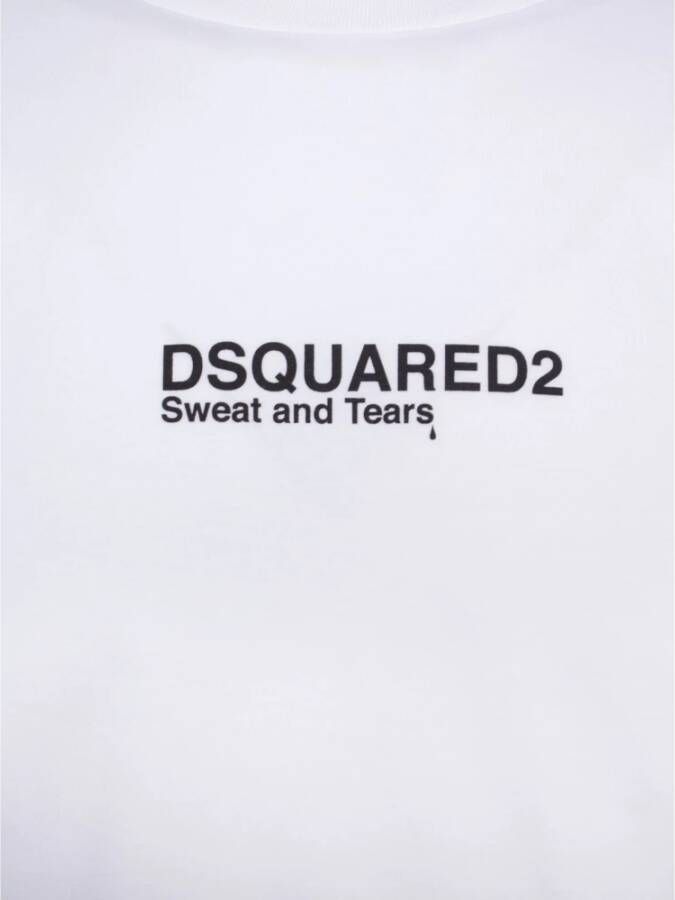 Dsquared2 Witte Katoenen Gestempeld Logo T-shirt Wit Heren