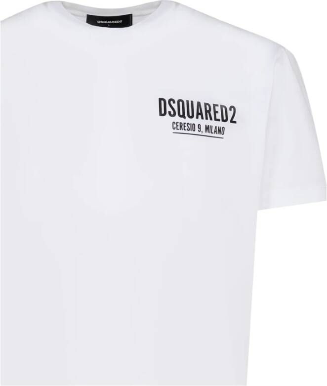Dsquared2 Witte Katoenen T-shirt met Logo Print Wit Heren