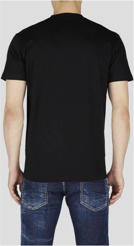 Dsquared2 Zwart D2 Surf T-Shirt Slim Fit Bladprint Zwart Heren