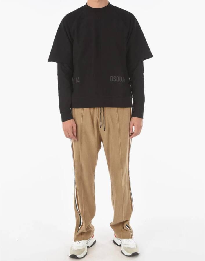 Dsquared2 Zwart Logo Sweatshirt Lange Mouw 100% Katoen Zwart Heren