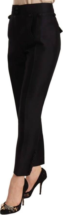 Dsquared2 Zwarte broek met hoge taille en knoopversiering Zwart Dames