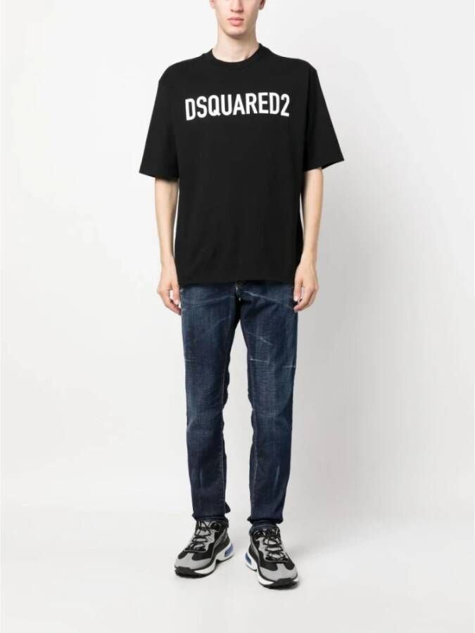 Dsquared2 Zwarte Ronde Hals T-shirts en Polos Zwart Heren