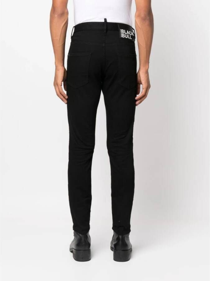Dsquared2 Zwarte Skinny Jeans van Katoen met Vijf Zakken Zwart Heren