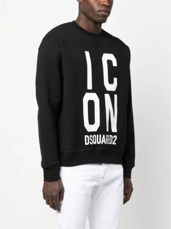 Dsquared2 Zwarte Sweaters met Logo Print Zwart Heren
