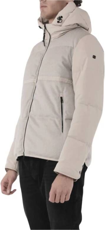 Duno Beige Bi-Materiaal Wol en Gerecycled Technisch Stof Jas Beige Heren