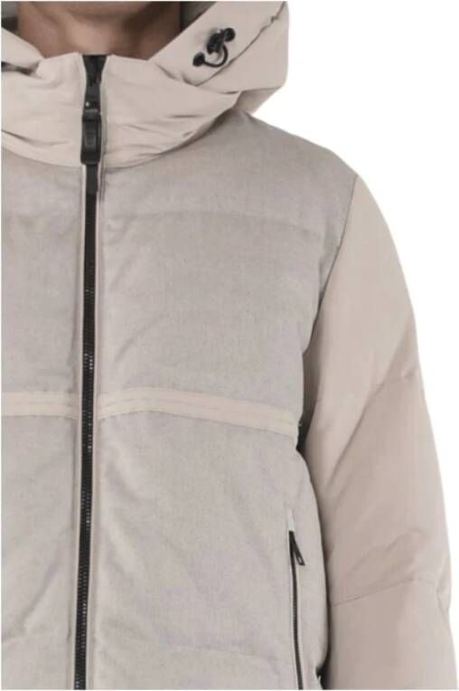 Duno Beige Bi-Materiaal Wol en Gerecycled Technisch Stof Jas Beige Heren