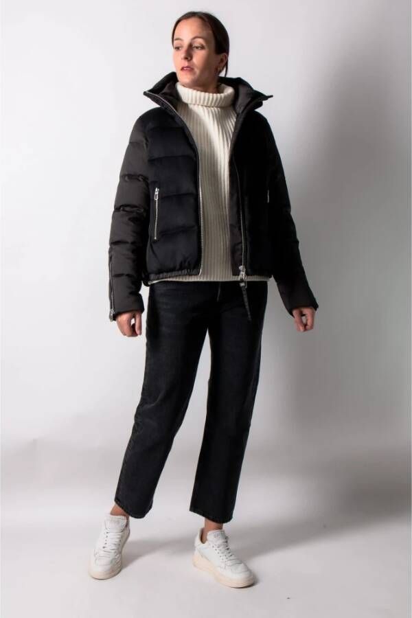 Duno Korte Oversized Donsjas van Wol+Satijn Black Dames