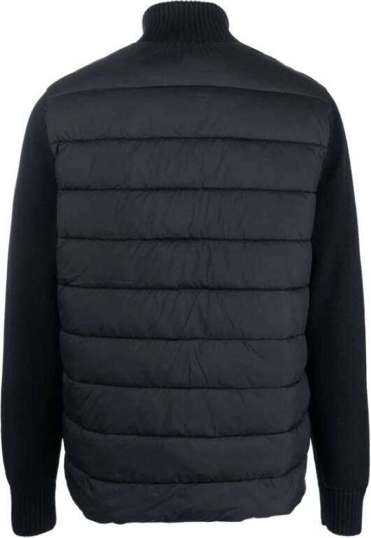 Ecoalf Blauwe Gewatteerde Hoge Kraag Jas Blauw Heren