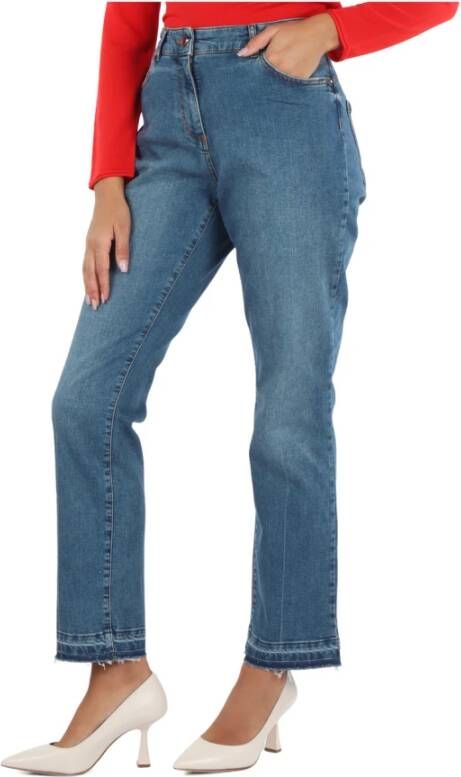Elena Mirò Vintage Effect Vijf Zakken Jeans Blue Dames