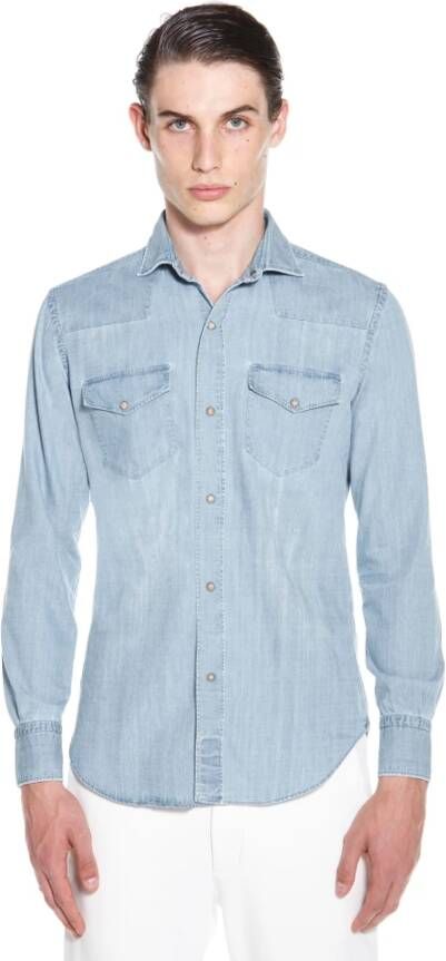Eleventy Denim Shirts Blauw Heren