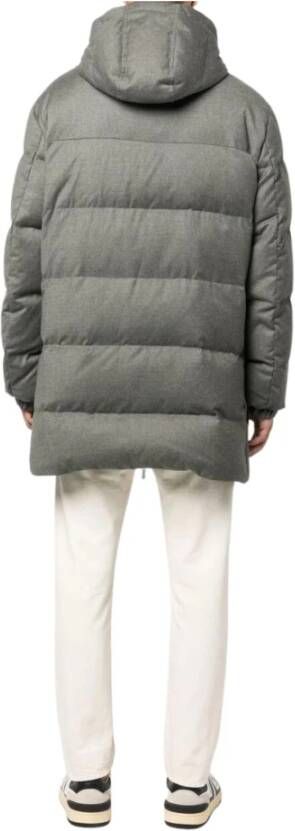 Eleventy Grijze gewatteerde parka met capuchon Gray Heren