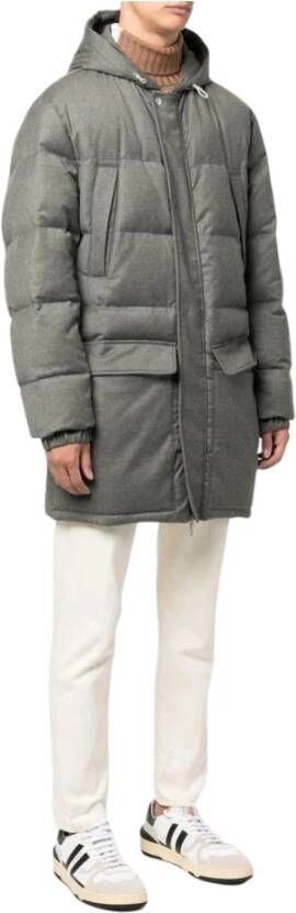 Eleventy Grijze gewatteerde parka met capuchon Gray Heren