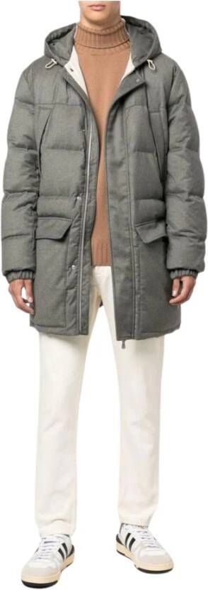 Eleventy Grijze gewatteerde parka met capuchon Gray Heren