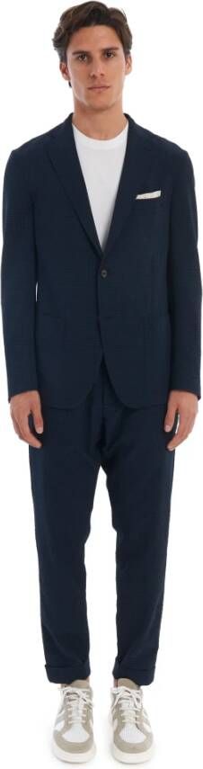Eleventy Single Breasted Suits Blauw Heren