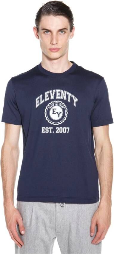 Eleventy T-Shirts Blauw Heren