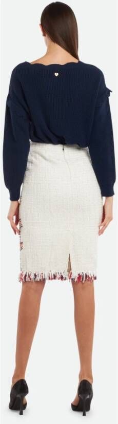 Elisabetta Franchi Beige Tweed Check Longuette Rok Multicolor Dames
