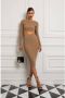 Elisabetta Franchi Gebreide jurk met steen accessoire Brown Dames - Thumbnail 2