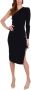 Elisabetta Franchi Gebreide midi-jurk met één schouder Zwart Dames - Thumbnail 2
