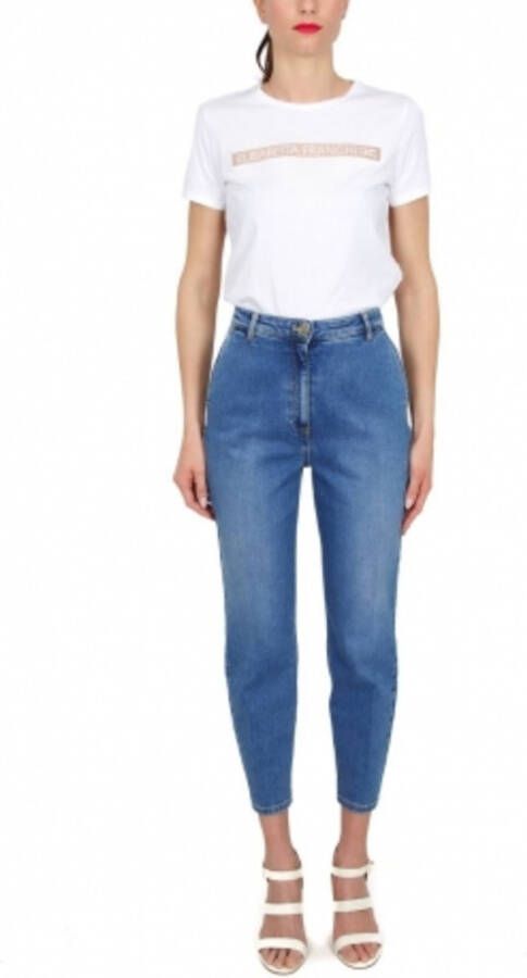 Elisabetta Franchi Hoge taille jeans met Amerikaanse zakken Blauw Dames