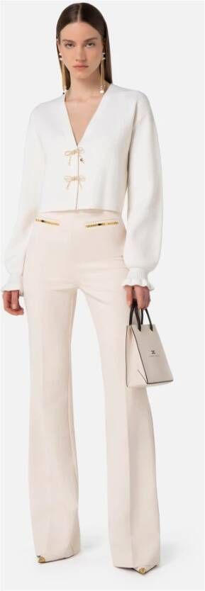 Elisabetta Franchi Hoge Taille Palazzo Broek Geel Dames