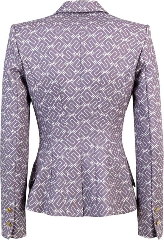 Elisabetta Franchi Paarse Asymmetrische Jas met Rever Kraag Paars Dames