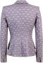 Elisabetta Franchi Double-breasted crepe stretch jasje met all-over logo Purple Dames - Thumbnail 2