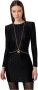 Elisabetta Franchi Zwarte jurk met logo patroon en gouden ketting accessoire Zwart Dames - Thumbnail 5