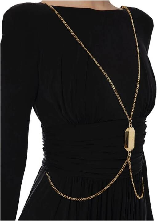 Elisabetta Franchi Lange Zwarte Jurk met Ketting Accessoire Zwart Dames