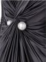 Elisabetta Franchi Zwarte lange jurk met gedrapeerde taille en pareldetail Zwart Dames - Thumbnail 4