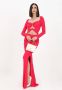 Elisabetta Franchi Red Carpet Gebreide Jurk met Ketting Ab35432E2-560 Fuchsia Pink Dames - Thumbnail 2