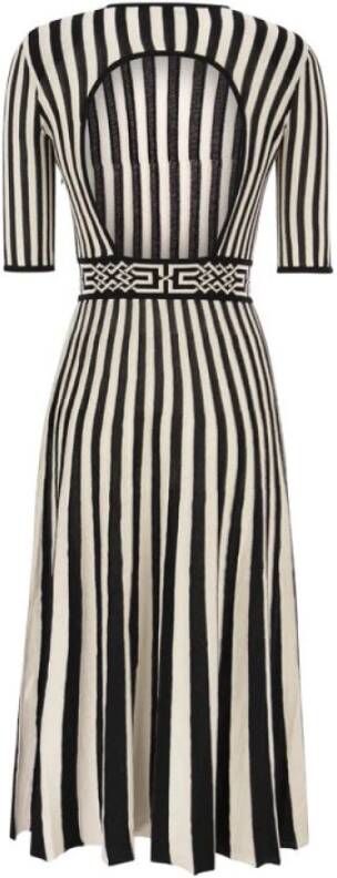 Elisabetta Franchi Midi-jurk met tweekleurige geplooide rok Zwart Dames