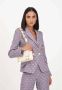 Elisabetta Franchi Double-breasted crepe stretch jasje met all-over logo Purple Dames - Thumbnail 4