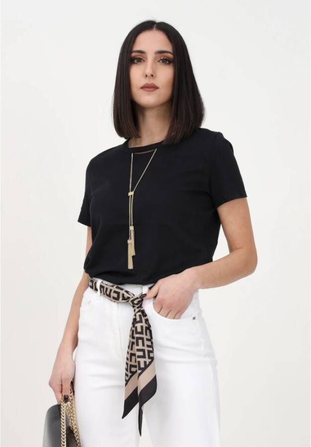 Elisabetta Franchi Zwarte Katoenen Tops voor Casual Gelegenheden Zwart Dames