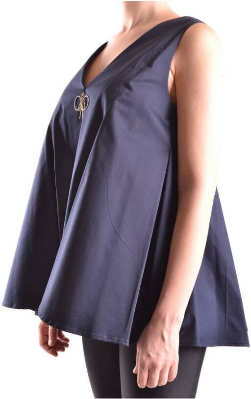Elisabetta Franchi Mouwloze oversized top met V-hals Blauw Dames
