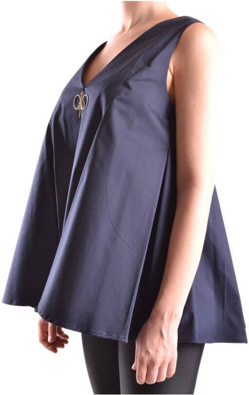Elisabetta Franchi Mouwloze oversized top met V-hals Blauw Dames