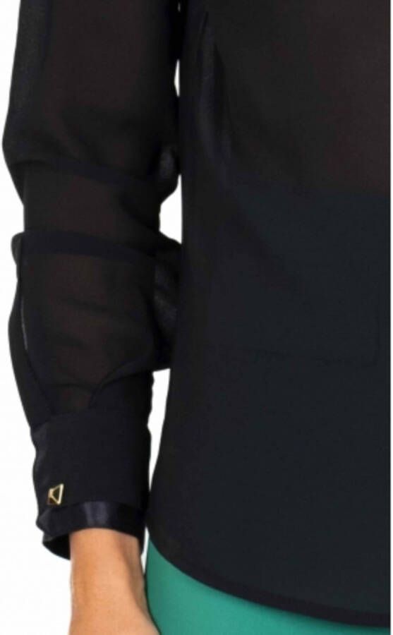 Elisabetta Franchi Elegant Georgette Shirt met Gouden Stippen Zwart Dames