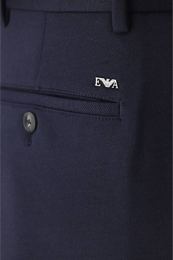 Emporio Armani Blauwe Marineblauwe Broek met Ritssluiting Blauw Heren