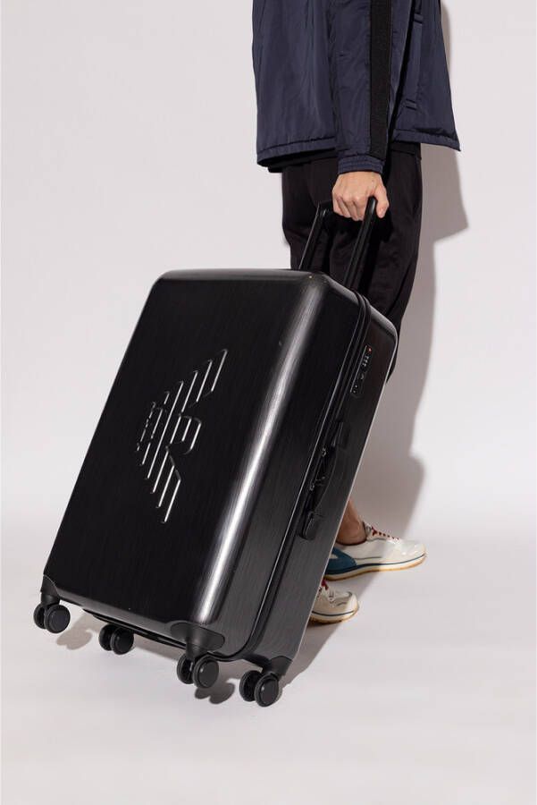 Emporio Armani Trolley koffer met logo Grijs Heren