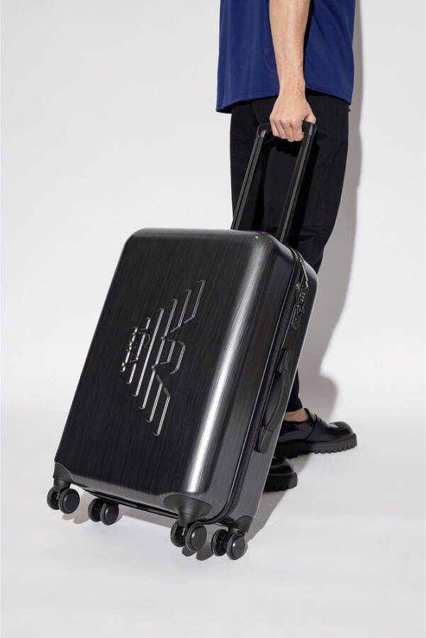 Emporio Armani Trolley suitcase with logo Grijs Unisex