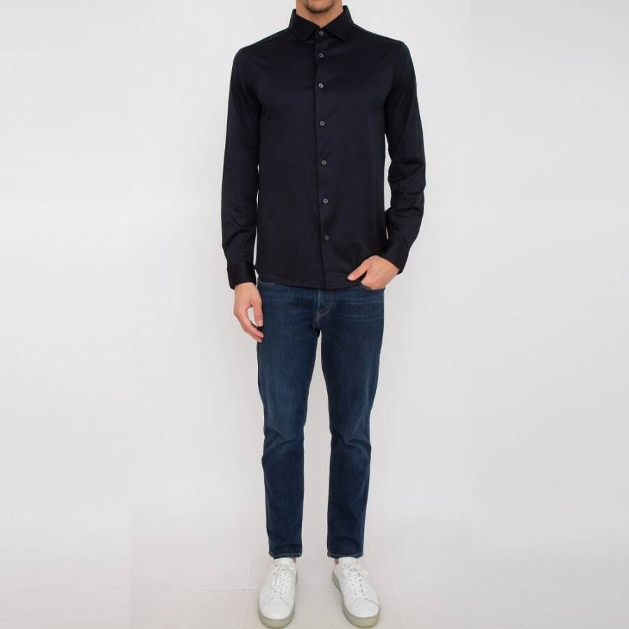 Emporio Armani Casual Shirts Blauw Heren