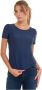 Emporio Armani Chevron Print Slim Fit T-Shirt Blauw Dames - Thumbnail 2