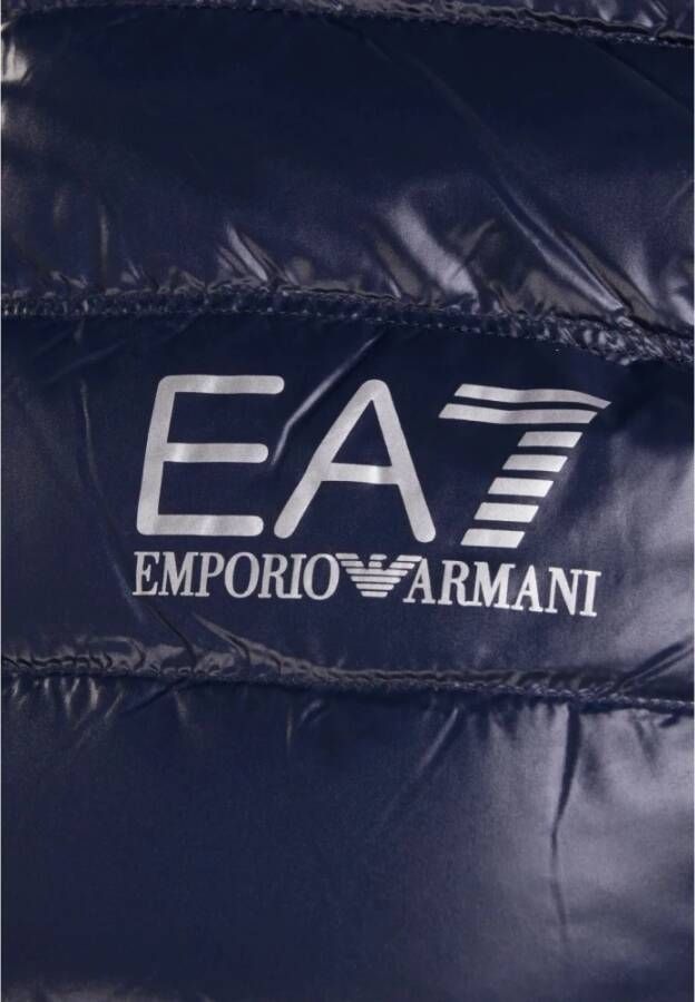 Emporio Armani EA7 Gedrukt Logo Donzen Vest voor Heren Blauw Heren