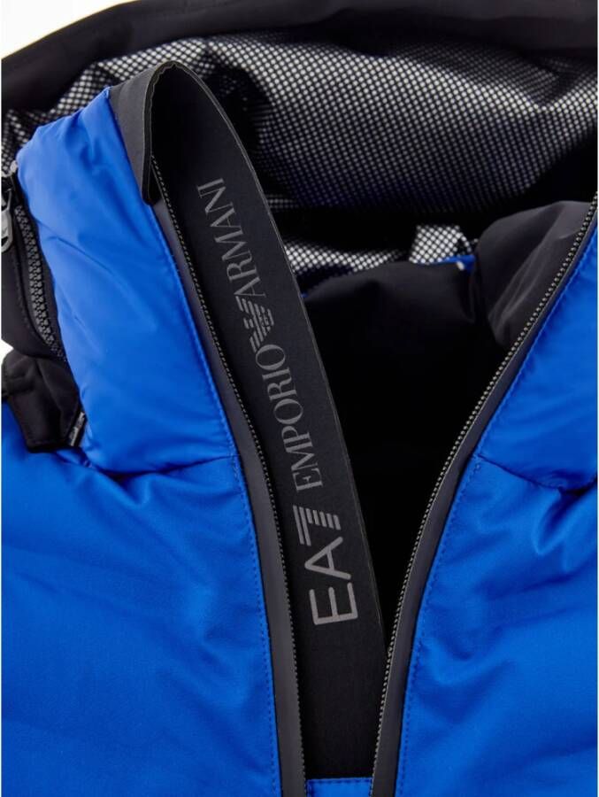 Emporio Armani EA7 Gewatteerde Bicolor Technische Jas Blauw Heren