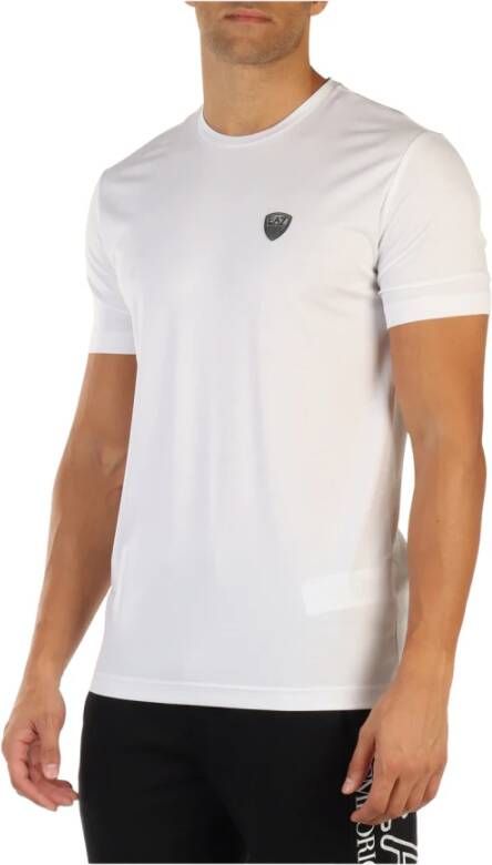 Emporio Armani EA7 Logo Patch Viscose T-shirt White Heren
