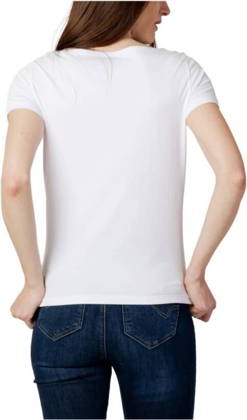 Emporio Armani EA7 Witte Print Bootnek T-shirt Wit Dames