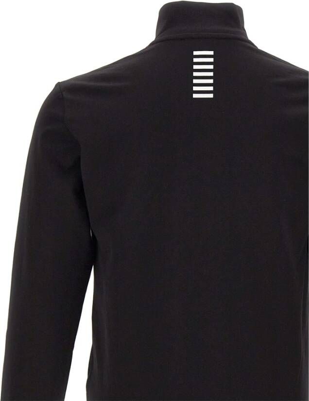 Emporio Armani EA7 Zwarte Katoenen Heren Sweatshirt met Hoge Kraag Zwart Heren