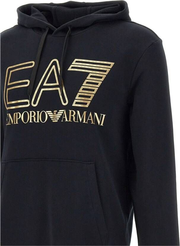 Emporio Armani EA7 Zwarte Katoenen Hoodie voor Heren Zwart Heren