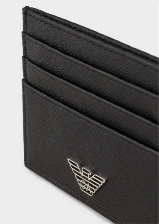 Emporio Armani Gerecyclede Leren Kaarthouder Black Heren