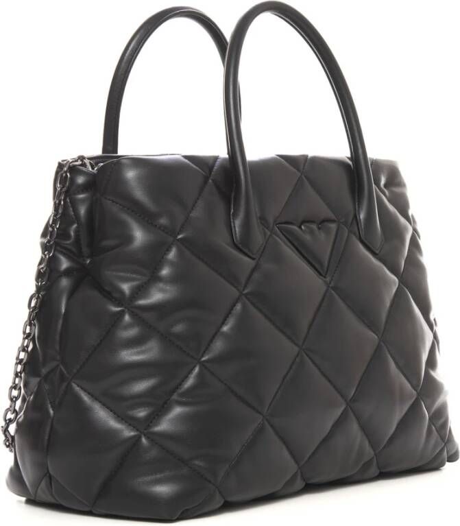 Emporio Armani Gewatteerde Winkeltas met Metalen Kettingriem Zwart Dames